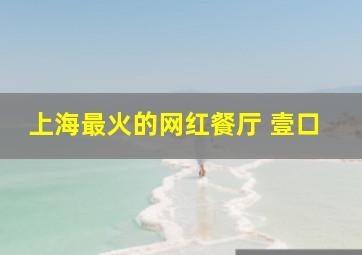 上海最火的网红餐厅 壹口